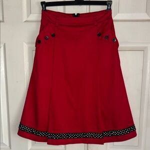 Pinky Pinups Red Polka Dot Trimmed A Line Skirt